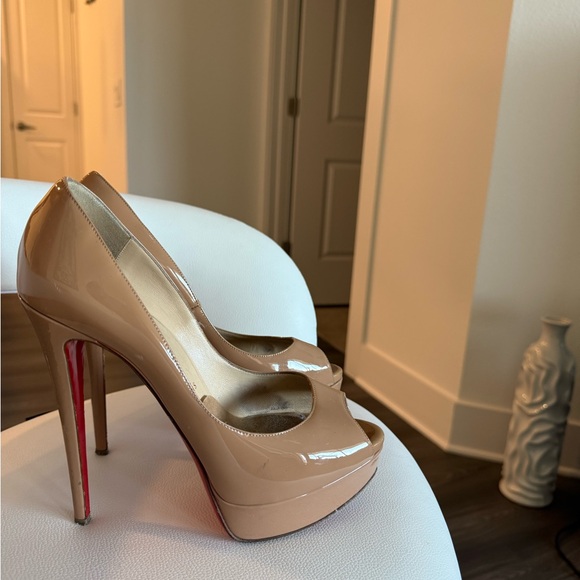Christian Louboutin Beige Peep-Toe Heels